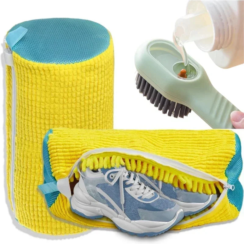Sac pour Machine à Laver les Chaussures avec Brosse de Pré-Nettoyage pour salissures importantes